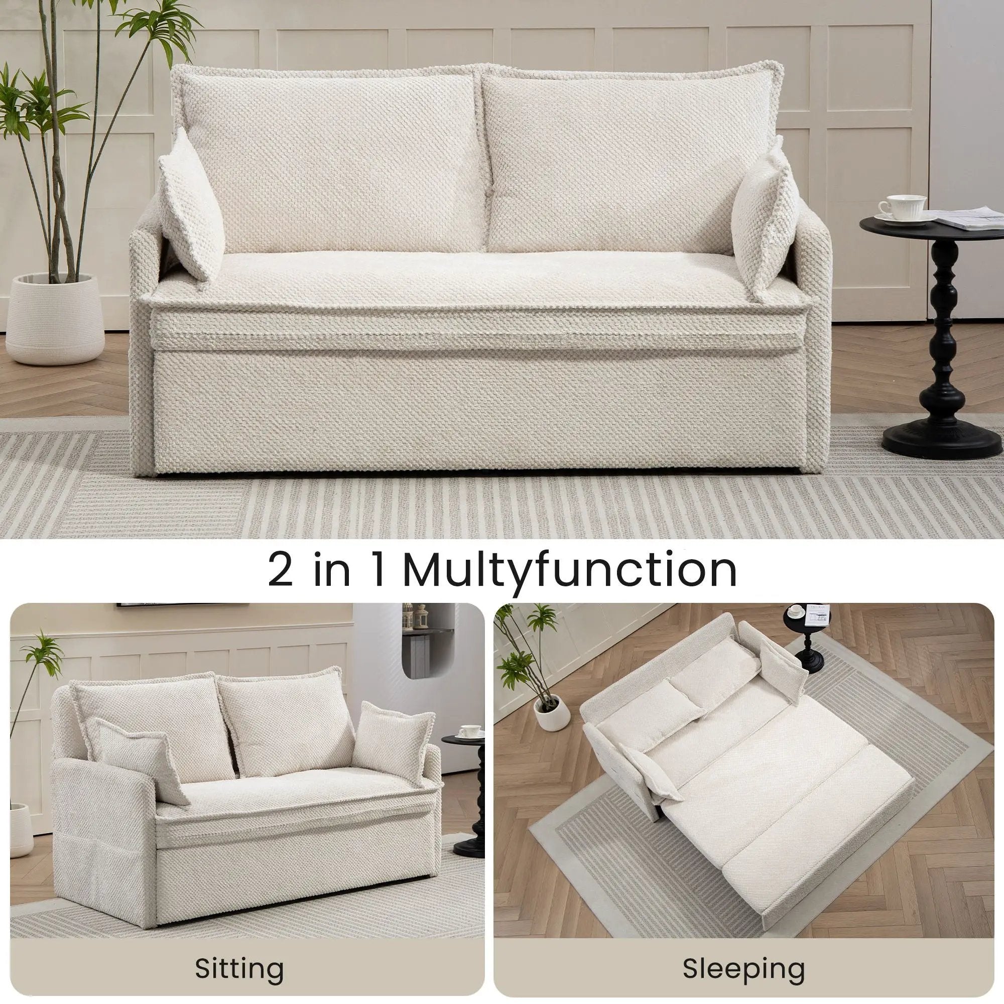Pull Out Sofa Bed, Convertible Sleeper Sofa Couch, Side Storage, And USB / C - Type Charging Ports Chair by HouseOfZazla