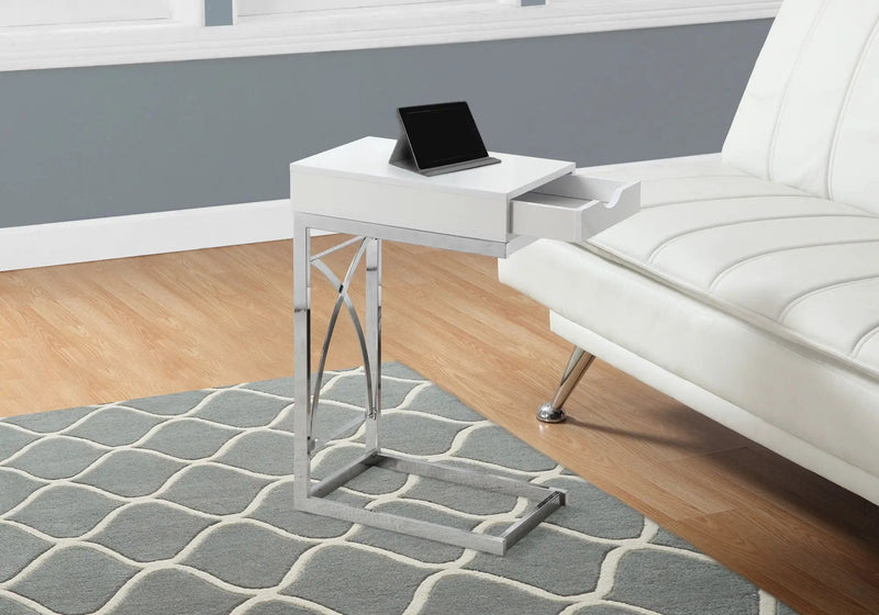 Accent Table, C - Shaped Glossy Contemporary & Modern - White by Unique Piece Furniture