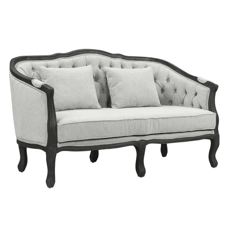Samael - Loveseat With 2 Pillows - Gray Linen & Dark Brown by Unique Piece Furniture