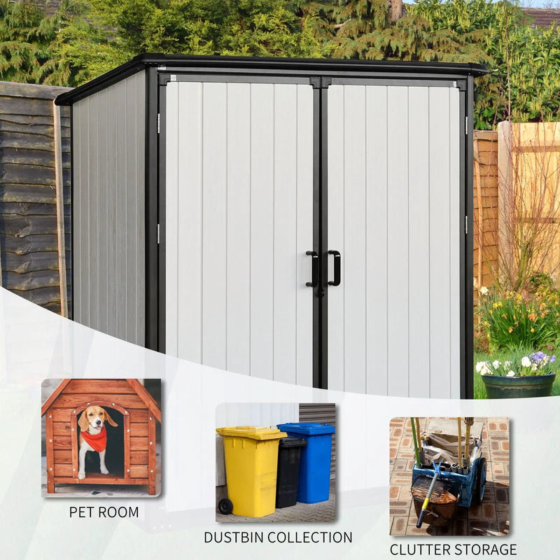 5X3Ft Outdoor Storage Shed Waterproof Resin Cabinet With Lockable Doors For Bikes And Patio Furniture - Black by HouseOfZazla