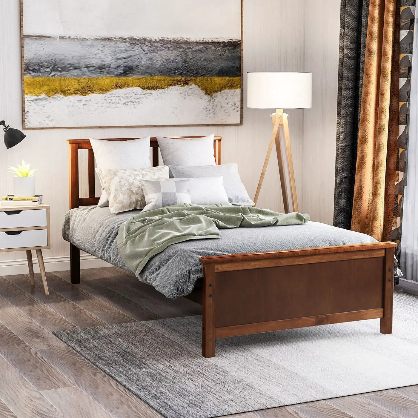 Platform Bed With Headboard, Footboard And Wood Slat Support by Unique Piece Furniture