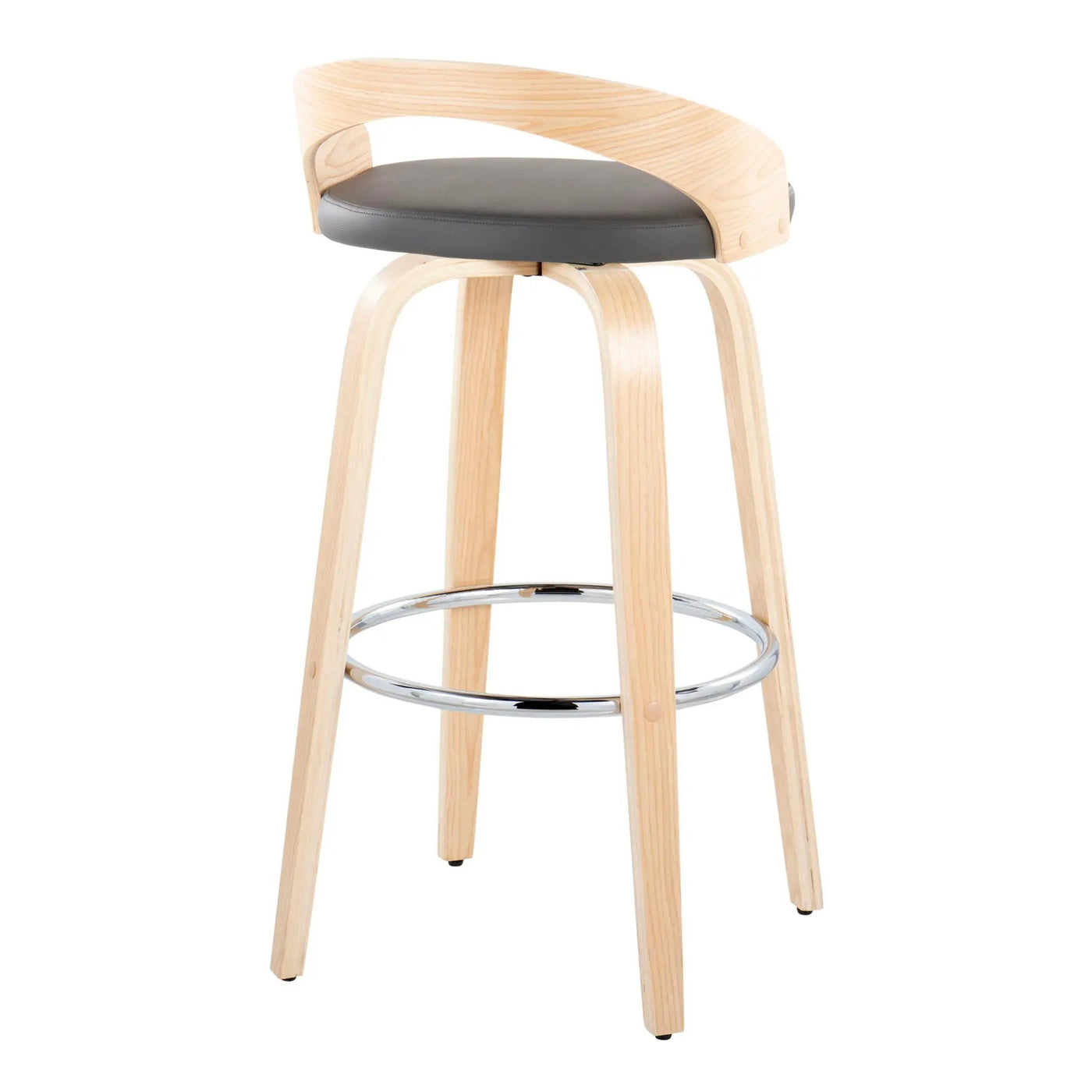 Grotto - Contemporary Fixed-Height Barstool With Swivel With Round Footrest (Set of 2) by HouseOfZazla