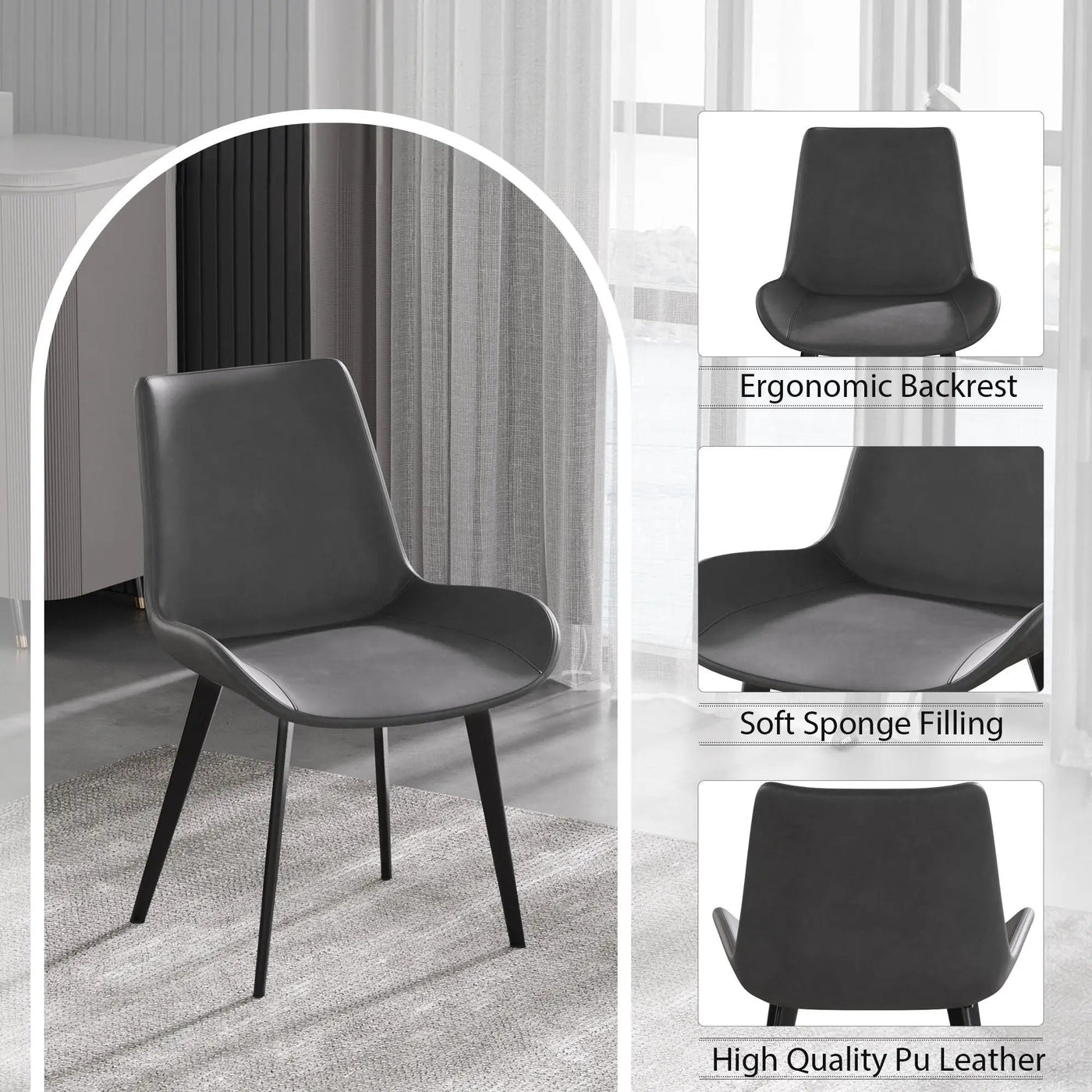 Modern Dining Chair Living Room Metal Leg Dining Chair (Set of 2) by Unique Piece Furniture