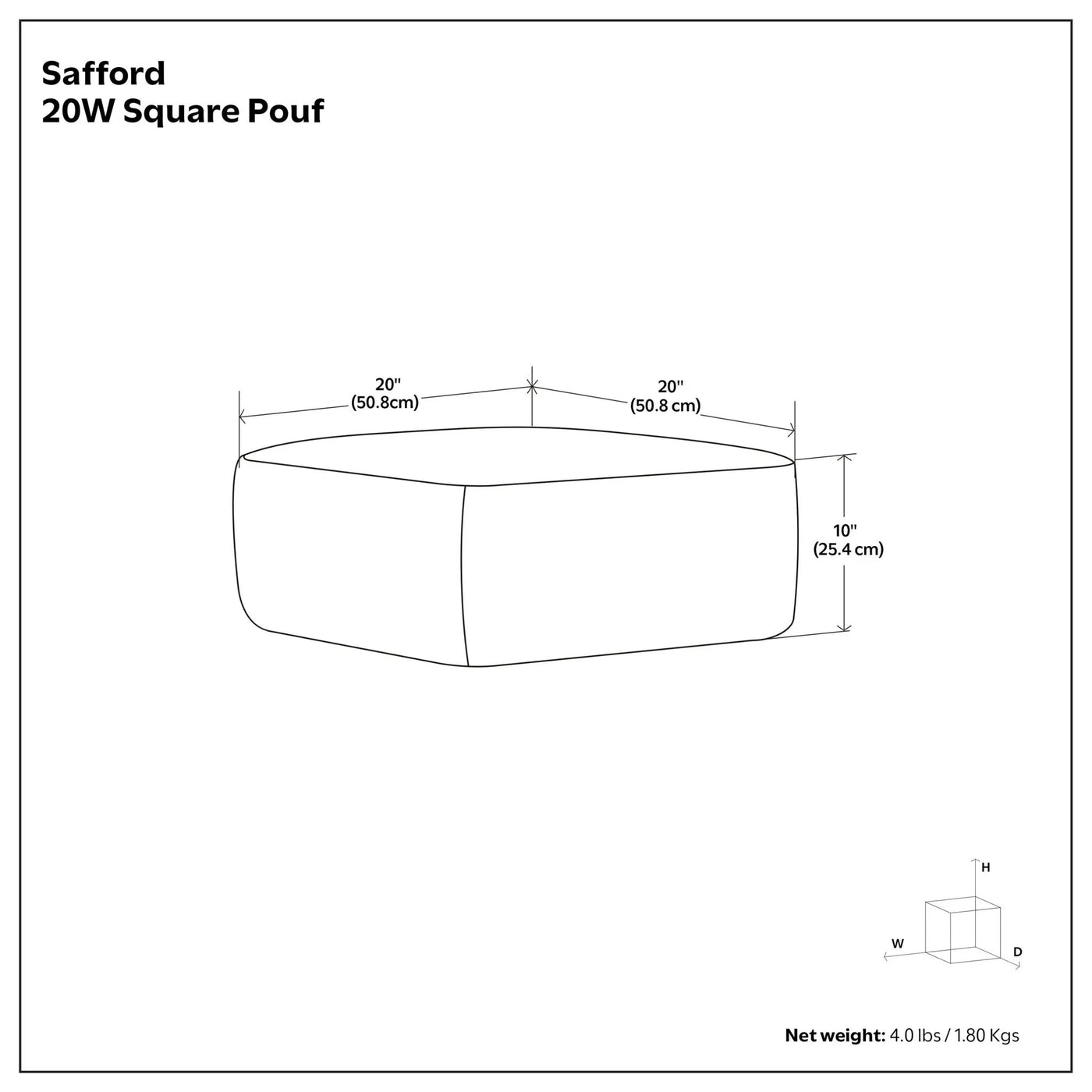 Safford - Square Outdoor / Indoor Pouf by Unique Piece Furniture