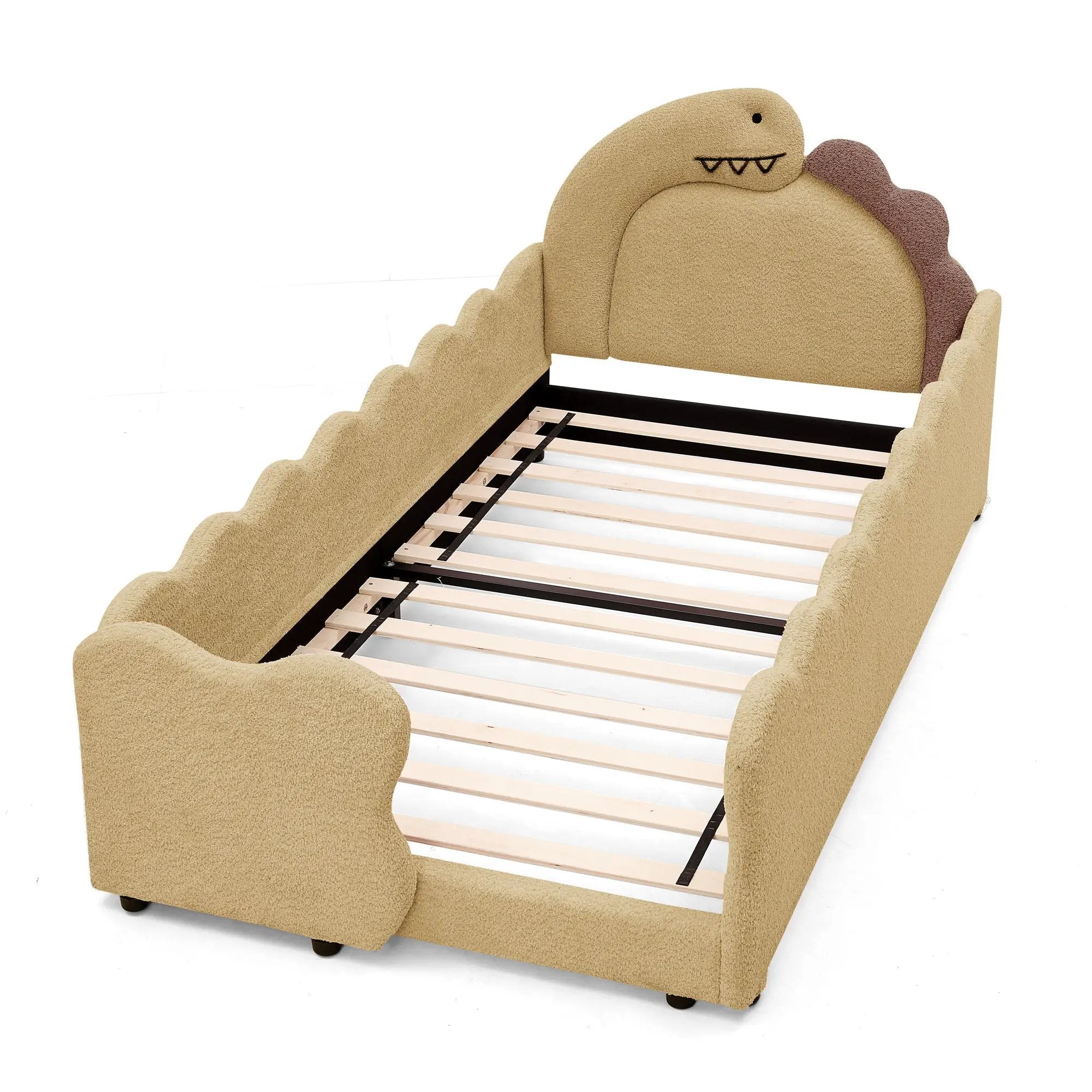Cute Dinosaur Shaped Bed With Safety Guardrail, Toddler Frame by HouseOfZazla
