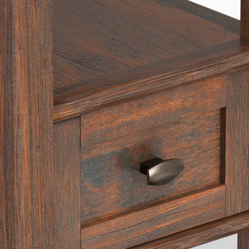 Warm Shaker - Narrow Side Table - Distressed Charcoal Brown by Unique Piece Furniture
