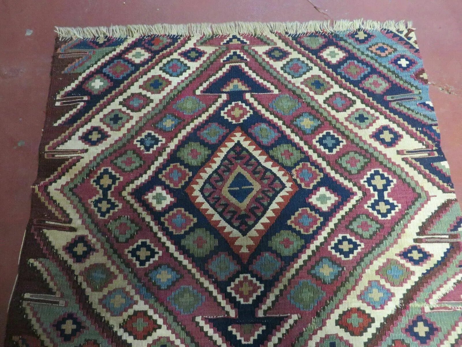 2' 1" X 4' 4" Antique Handmade Bagface Kilim Shirvan Caucasian Wool Rug Nice by Jewel Rugs