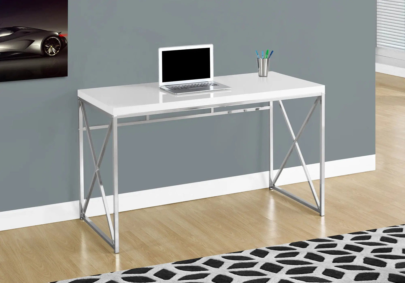 Computer Desk For Home Office, Laptop, Glossy Contemporary & Modern by Unique Piece Furniture