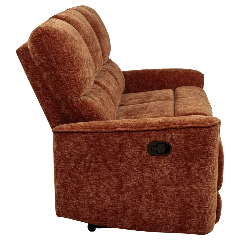 Navarro Chenille Upholstered Reclining Sofa Burnt Orange by Unique Piece Furniture