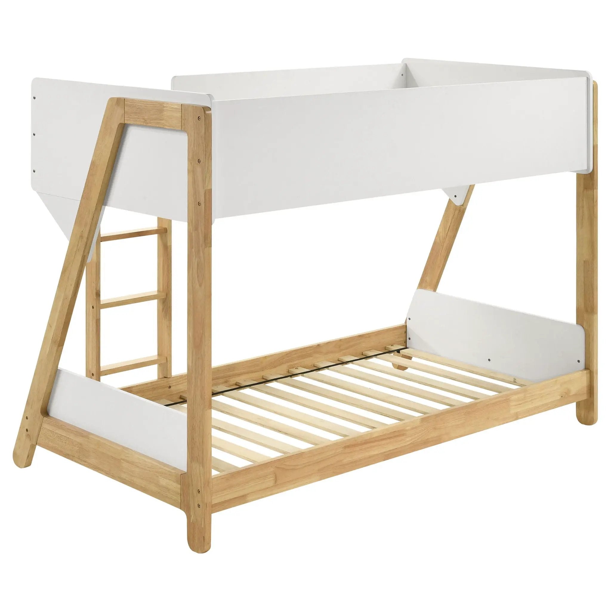 Wyatt Wood Twin Over Twin Bunk Bed White and Natural by Unique Piece Furniture
