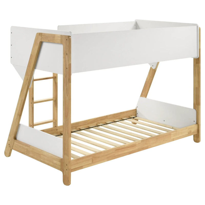 Wyatt Wood Twin Over Twin Bunk Bed White and Natural by Unique Piece Furniture
