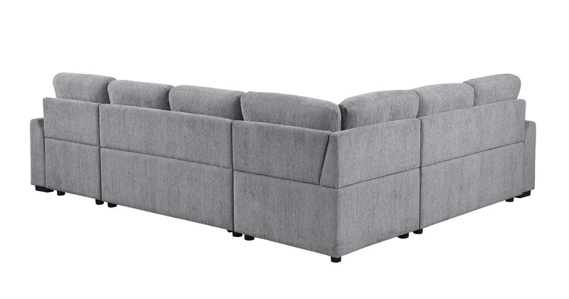 Nyhan - Upholstered Corner Sectional With Pull Out Loveseat And Storaged Chaise - Light Gray by Unique Piece Furniture