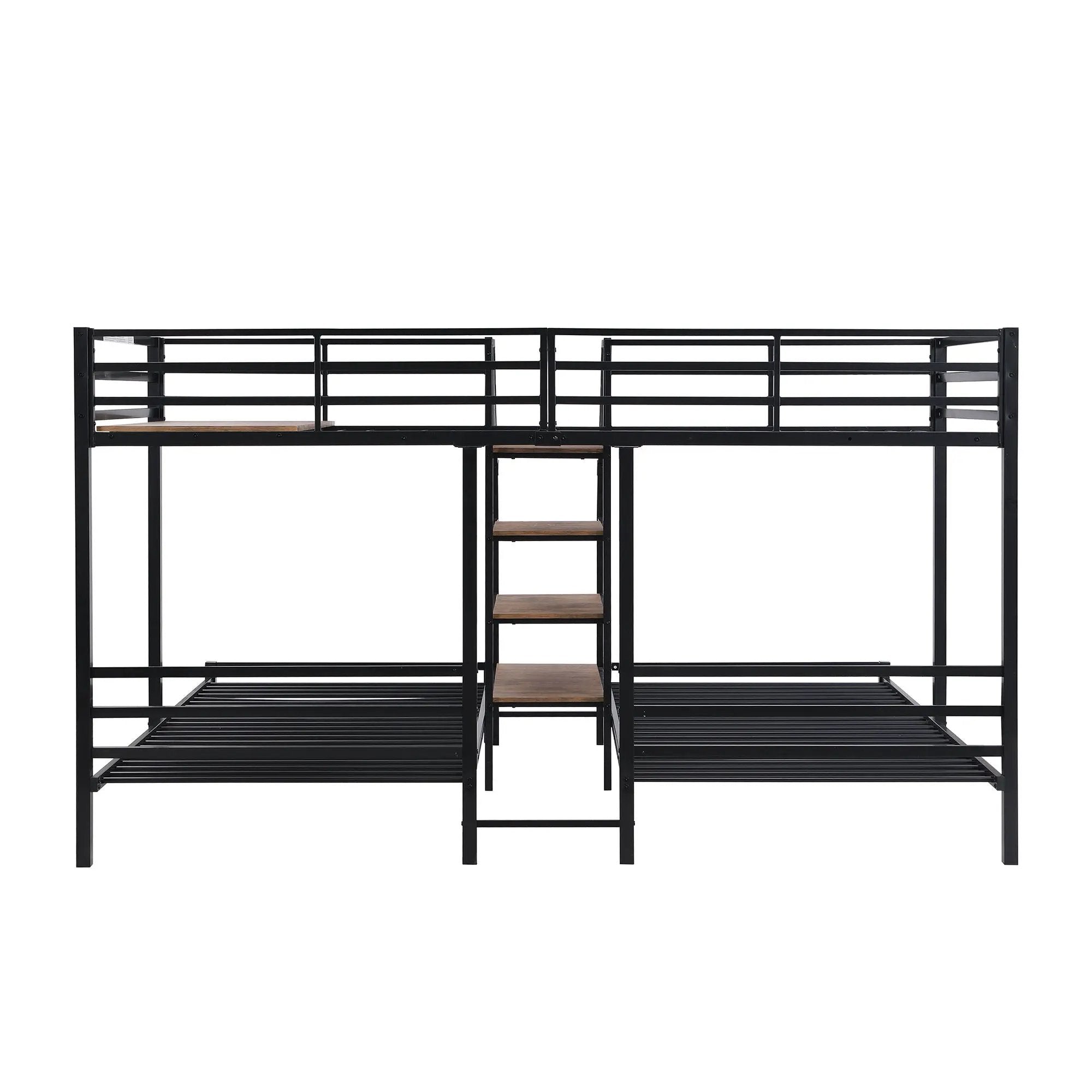 Metal Bunk Bed With Storage Shelves Staircase by Unique Piece Furniture