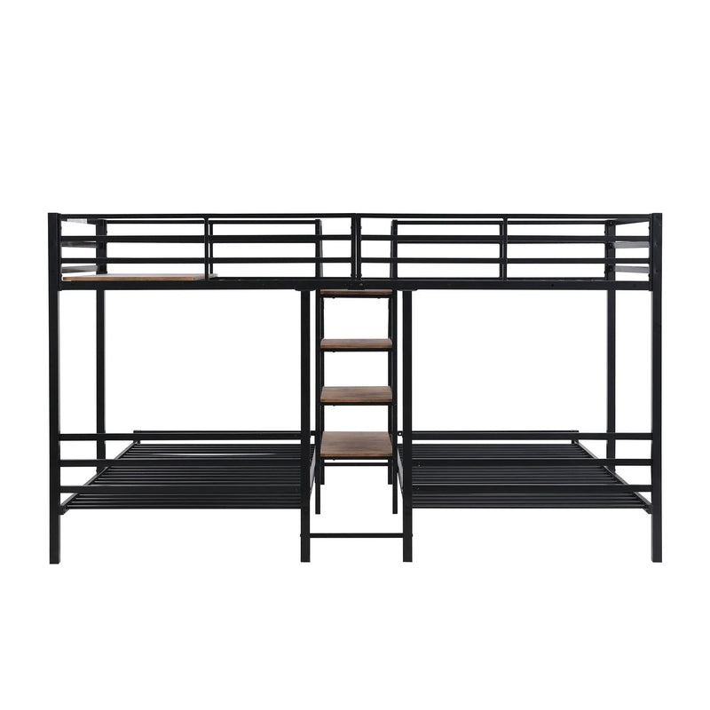 Metal Bunk Bed With Storage Shelves Staircase by Unique Piece Furniture