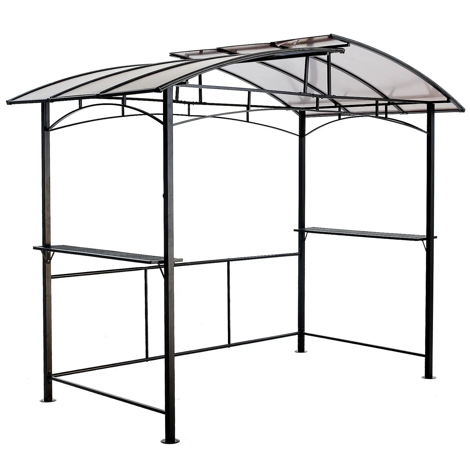 Grill Gazebo 8X5Ft, Outdoor Patio Canopy, Bbq Shelter With Steel Hardtop And Side Shelves - Black by HouseOfZazla