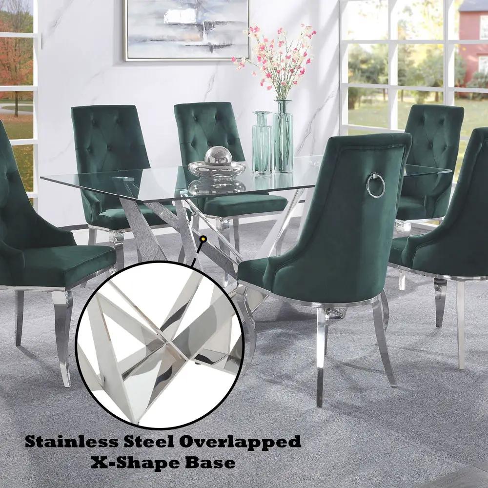 Dekel - Dining Table - Clear Glass Top & Stainless Steel by Unique Piece Furniture
