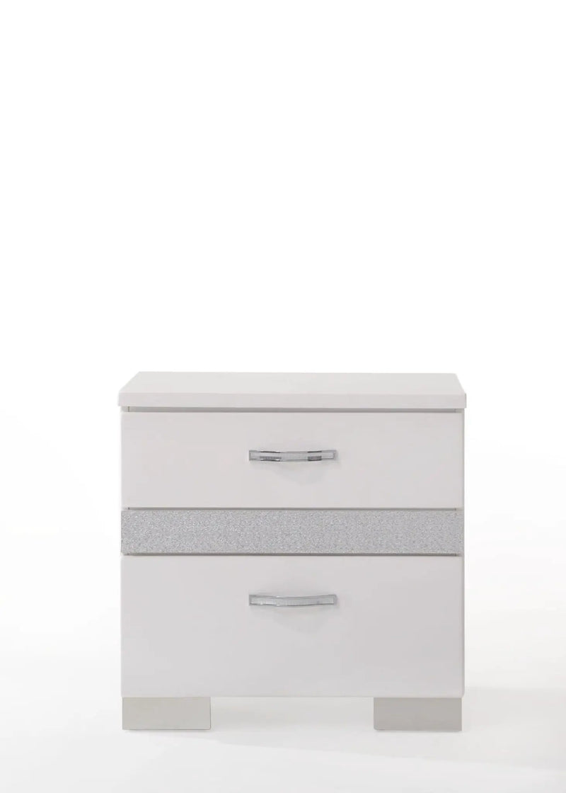 Naima II - High Gloss Nightstand - White by Unique Piece Furniture
