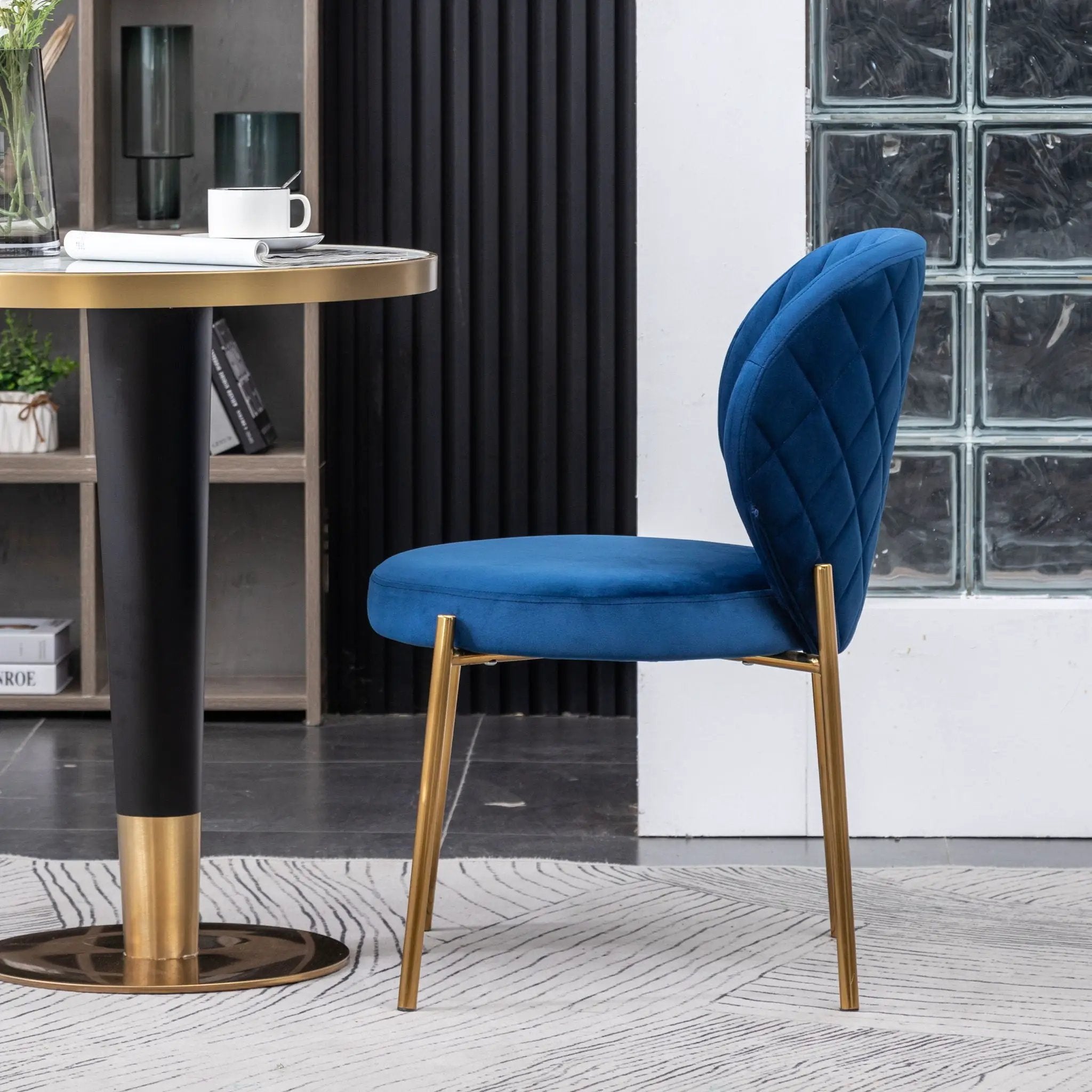 Amoa - Contemporary Velvet Upholstery Dining Chair - Blue by Unique Piece Furniture