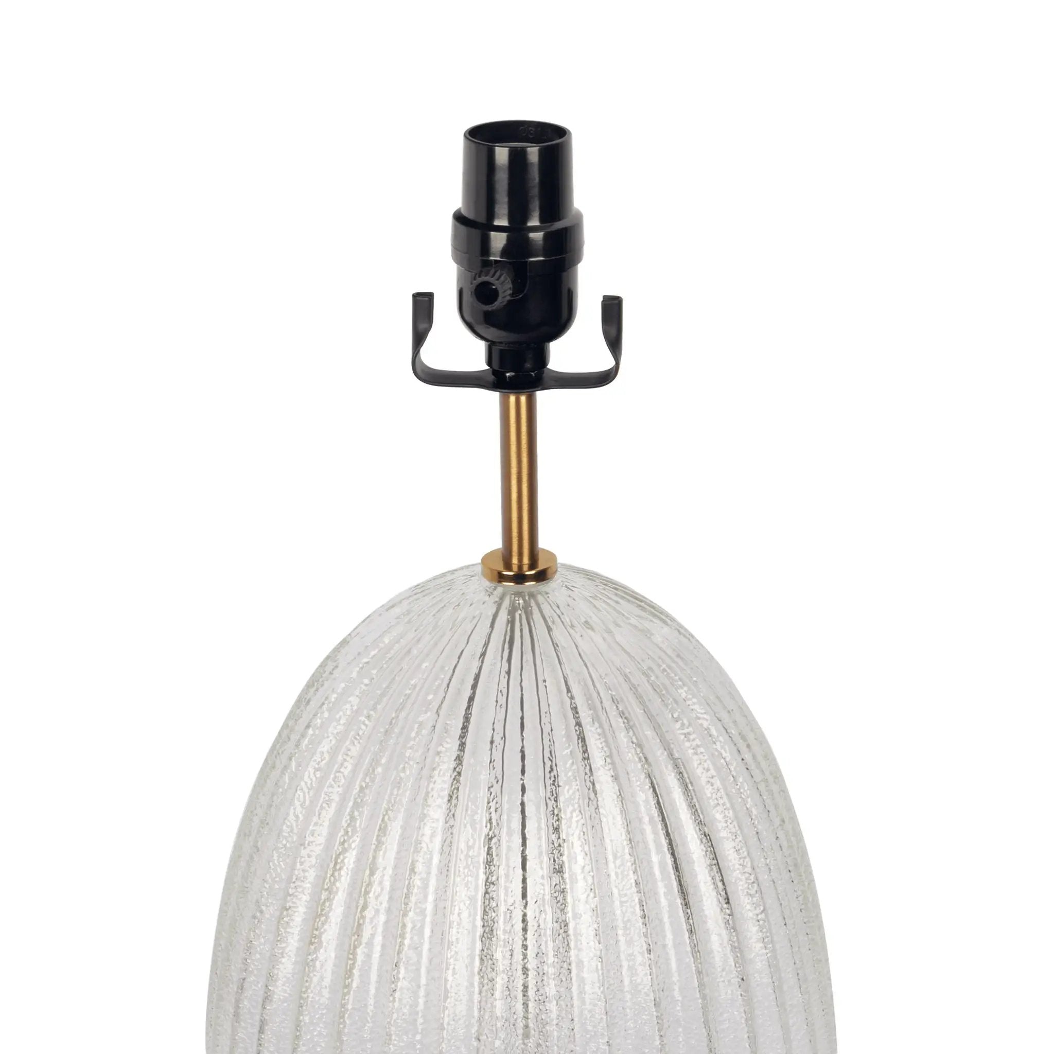 Aurora - Ribbed Lamp Base Clear Table Lamp Large Linen Shade - Beige / Clear / Gold by Unique Piece Furniture