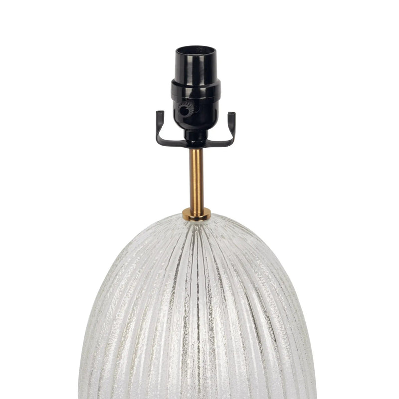 Aurora - Ribbed Lamp Base Clear Table Lamp Large Linen Shade - Beige / Clear / Gold by HouseOfZazla