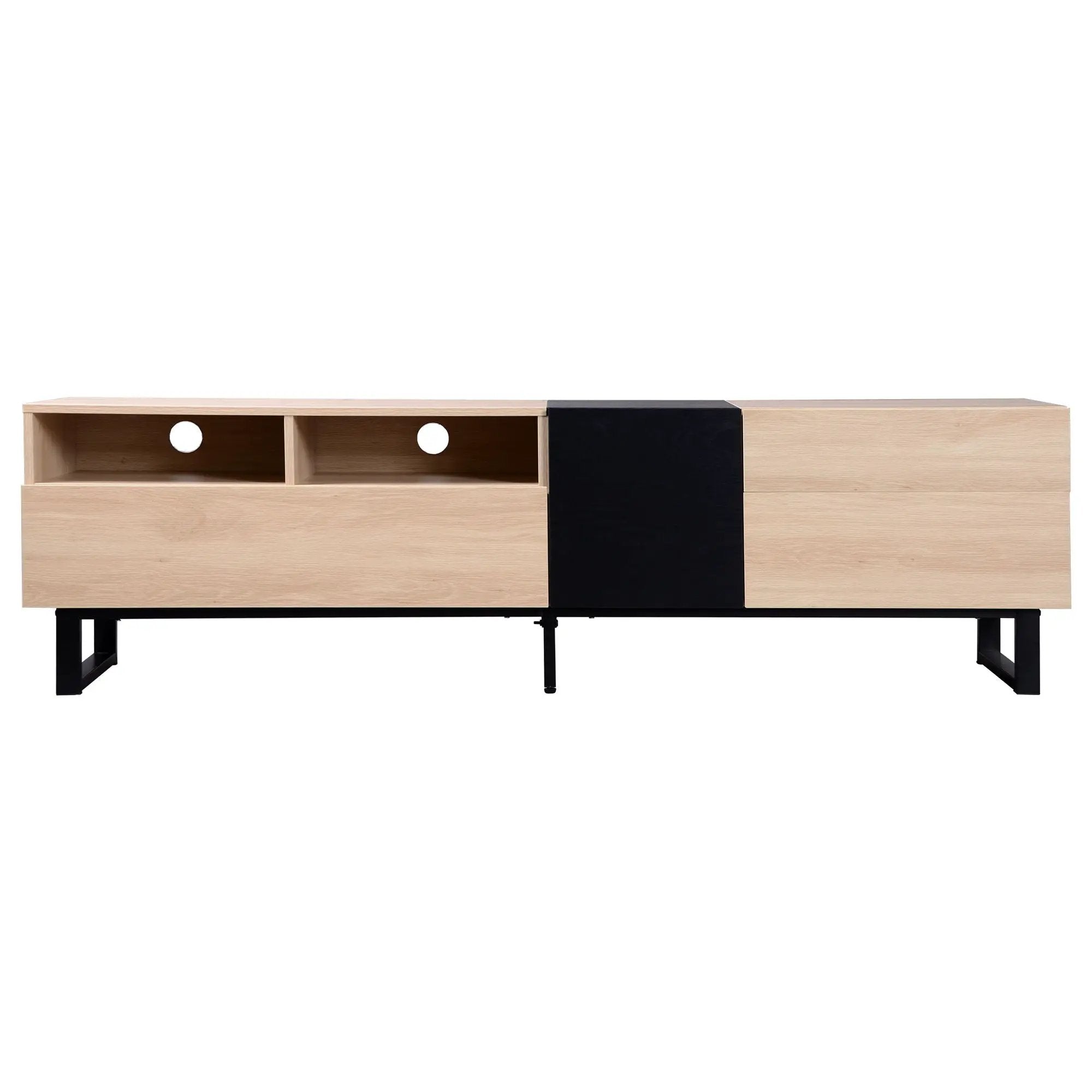 TV Stand For 80'' TV With Double Storage Space, Media Console Table With Drop Down Door by Unique Piece Furniture