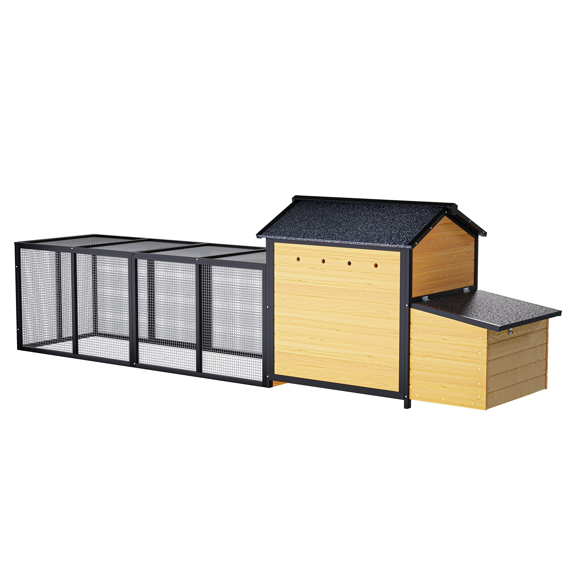 114" Wooden Chicken Coop with Outdoor Run by HouseOfZazla