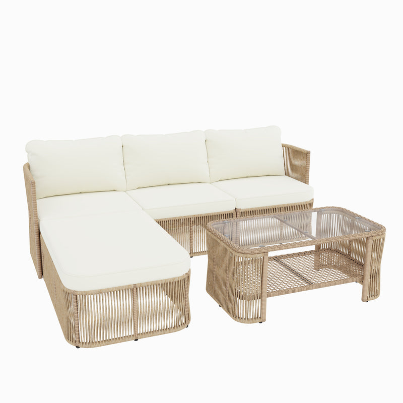 Outdoor PE Rattan Patio Furniture Set with Iron Frame by HouseOfZazla
