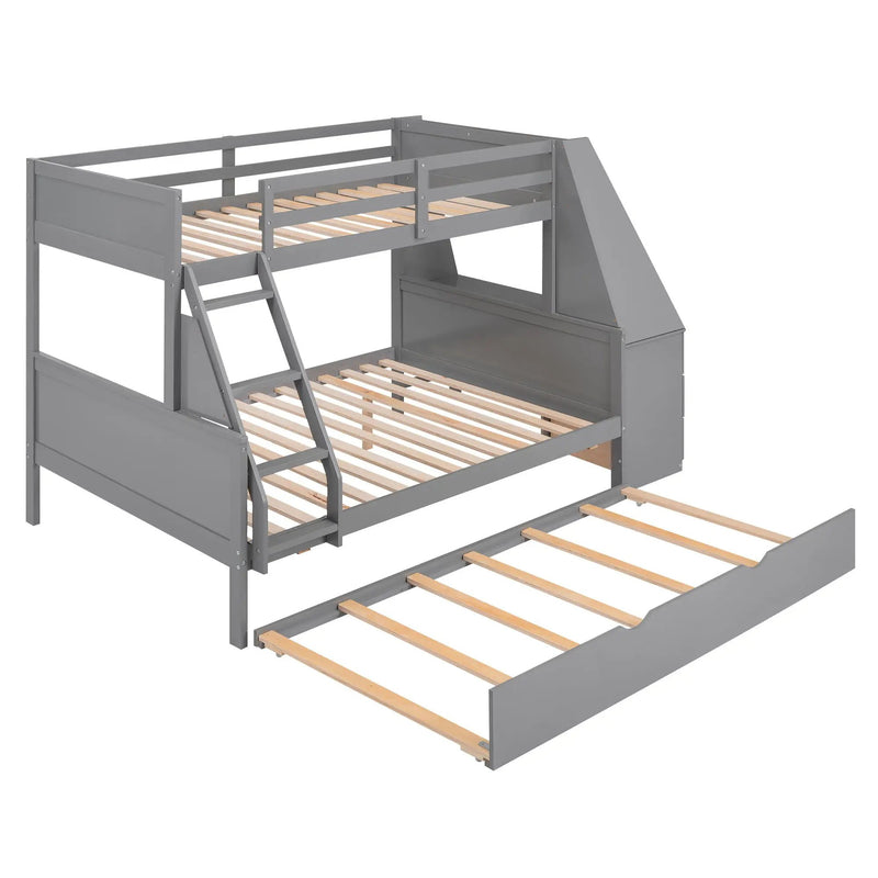 Bunk Bed With Trundle And Built In Desk, 3 Storage Drawers And Shelf by Unique Piece Furniture