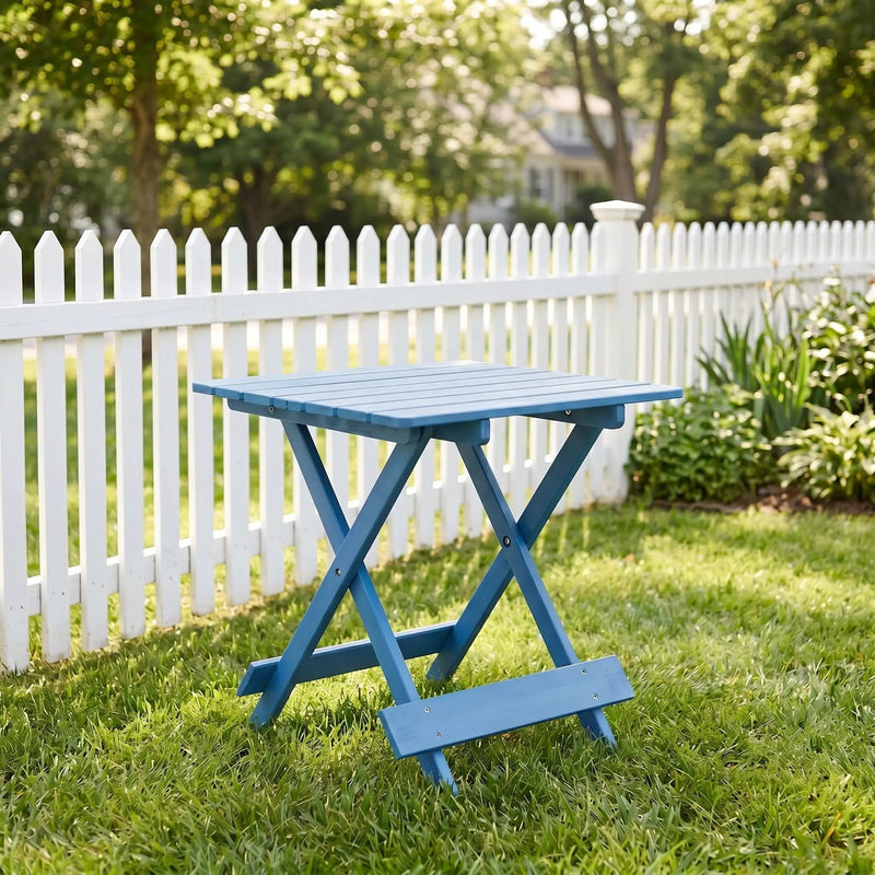 Folding Square Table For Backyard - Blue by HouseOfZazla