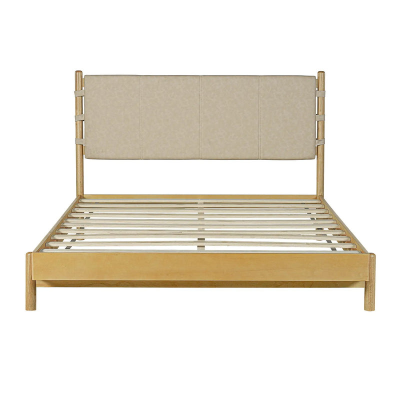 Premium Rubber Wood Platform Bed Frame, Queen Size with Headboard by HouseOfZazla