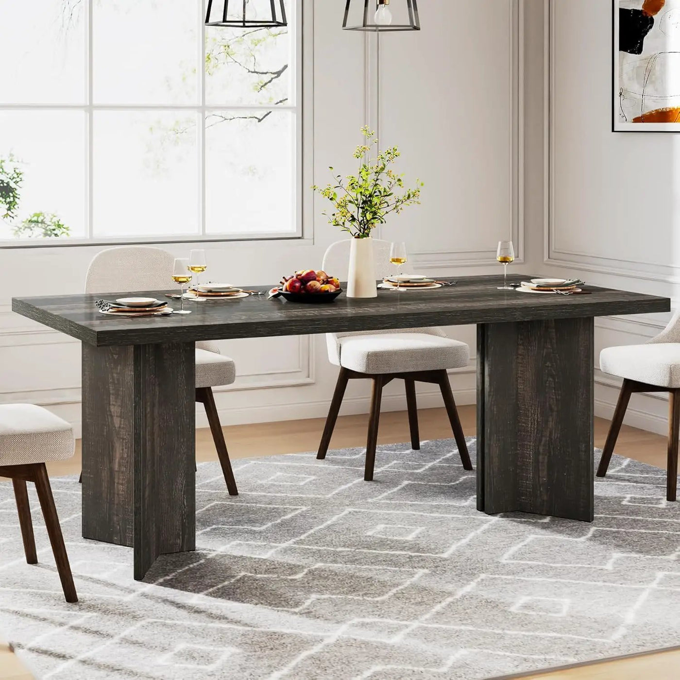Dining Table For 4 - 6 People, Kitchen Table With Thick Top by HouseOfZazla