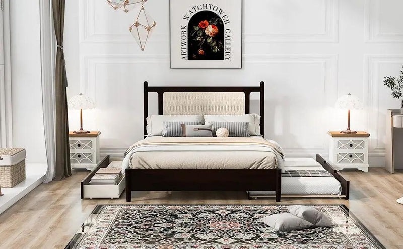 Platform Bed With 2 Big Drawers & Trundle by HouseOfZazla
