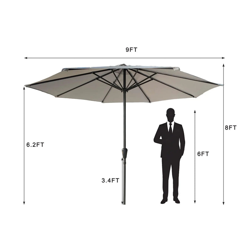 Patio Market Umbrella With 8 Steel Ribs, UV-Resistant And Waterproof Canopy by HouseOfZazla