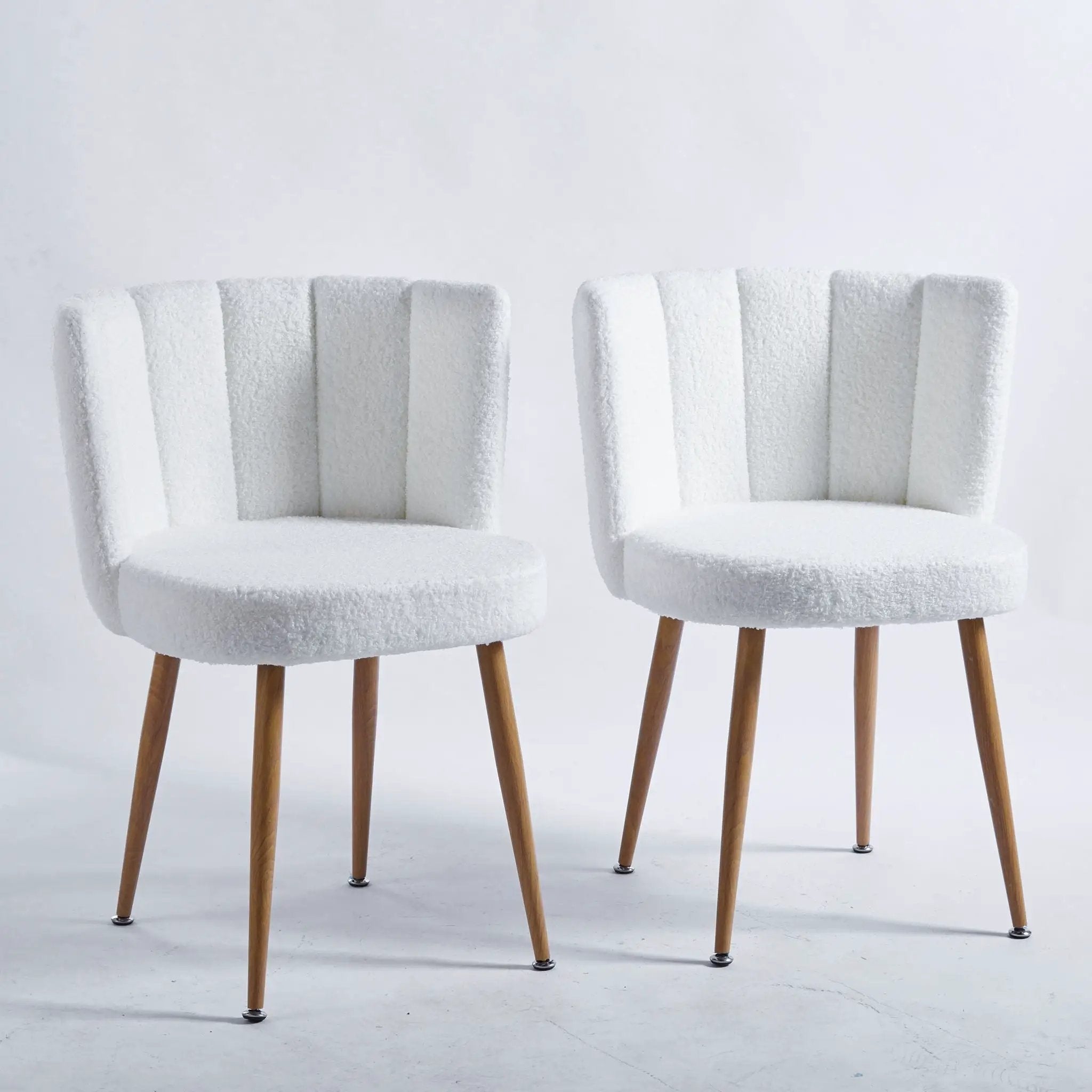 Modern Dining Chair (Set of 2) With Iron Tube Wood Color Legs, Shorthair Cushions And Comfortable Backrest, Suitable For Dining Room, Living Room, Cafe, Simple Structure by Unique Piece Furniture