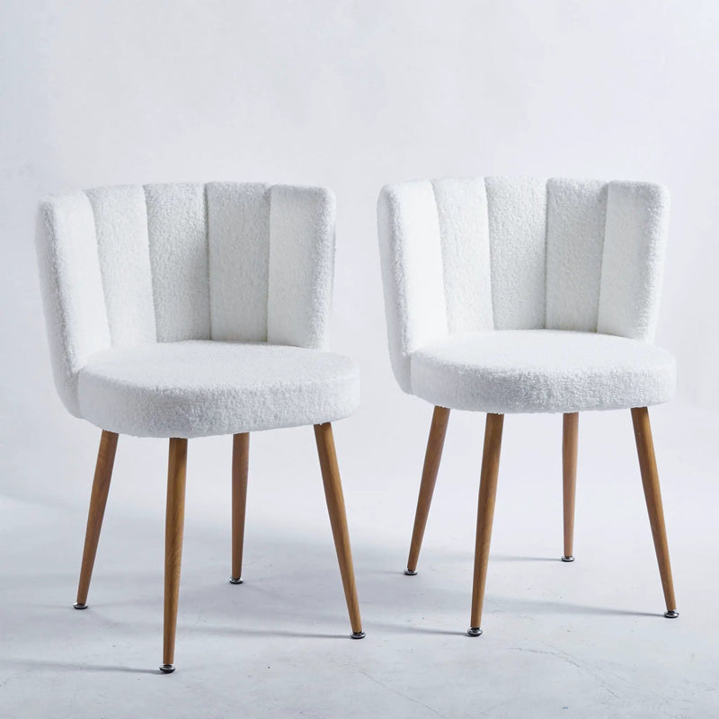 Modern Dining Chair (Set of 2) With Iron Tube Wood Color Legs, Shorthair Cushions And Comfortable Backrest, Suitable For Dining Room, Living Room, Cafe, Simple Structure by HouseOfZazla