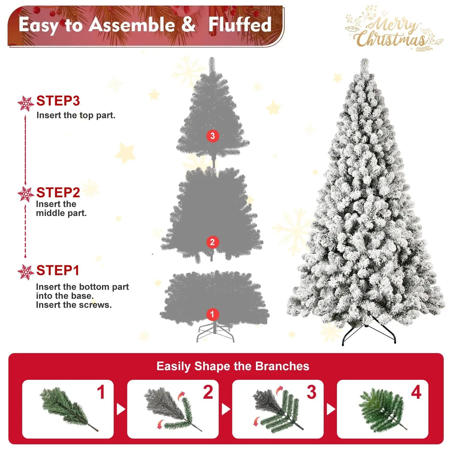 9-Foot Pre-Lit Snow-Flocked Christmas Tree by HouseOfZazla