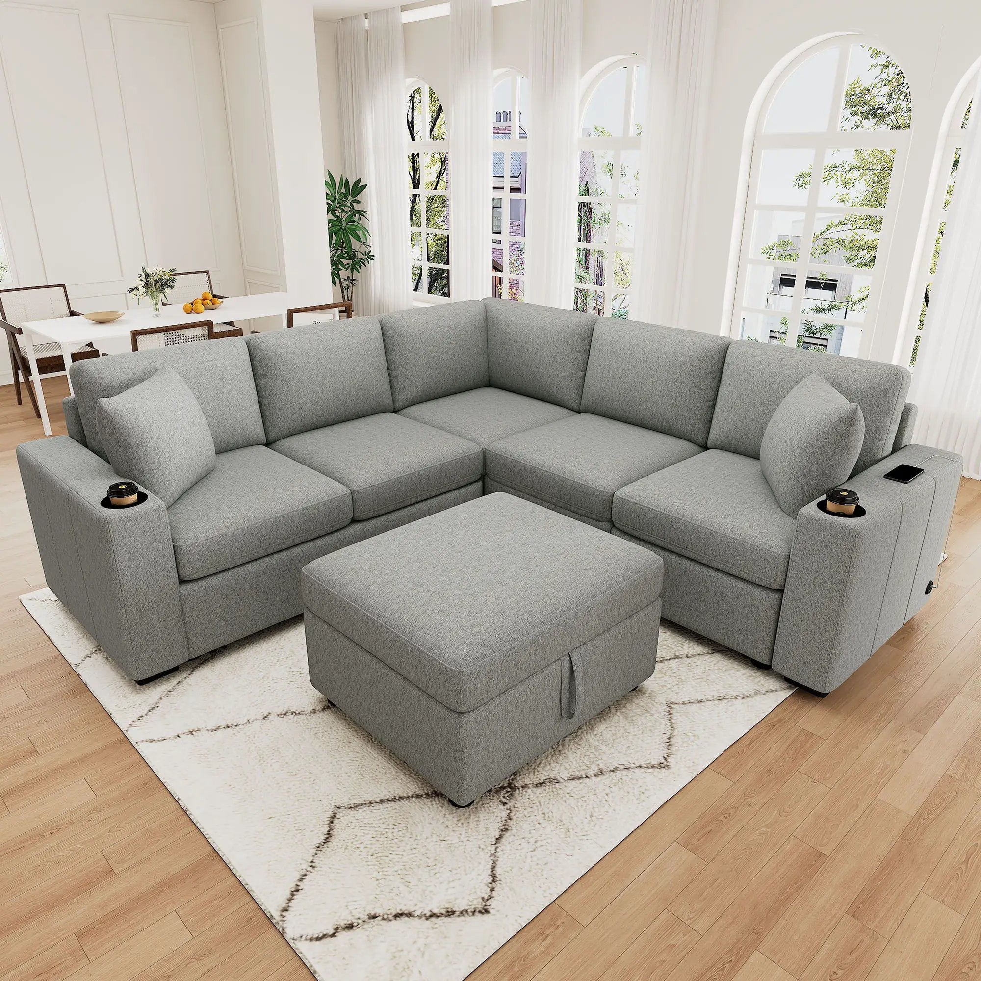 Sectional Sofa Convertible Pull-Out Sofa Bed With A Movable Storage Ottoman For Living Room by HouseOfZazla