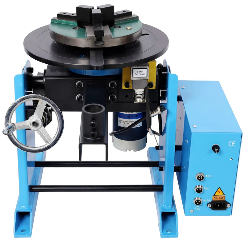 Heavy Duty Rotary Welding Positioner Turntable Table With Manual Tilt And 3 Jaw Lathe Chuck - Blue by HouseOfZazla