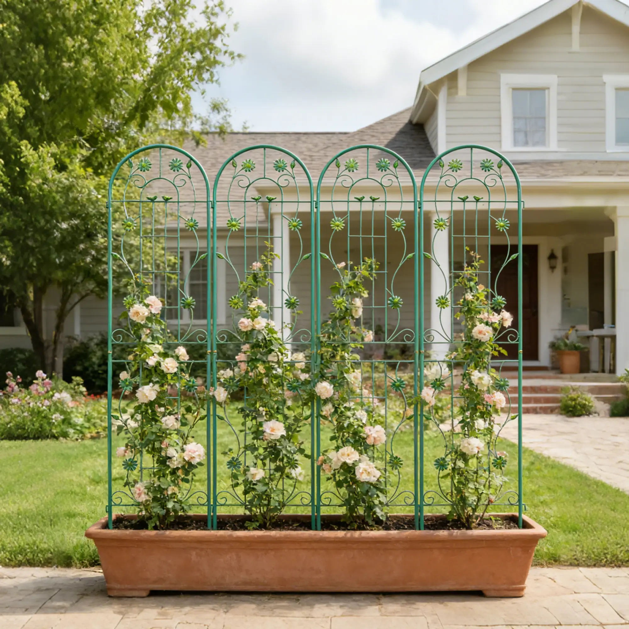 4 Pack Metal Garden Trellis 86.7'' x 19.7'' Rustproof Trellis for Climbing Plants by HouseOfZazla