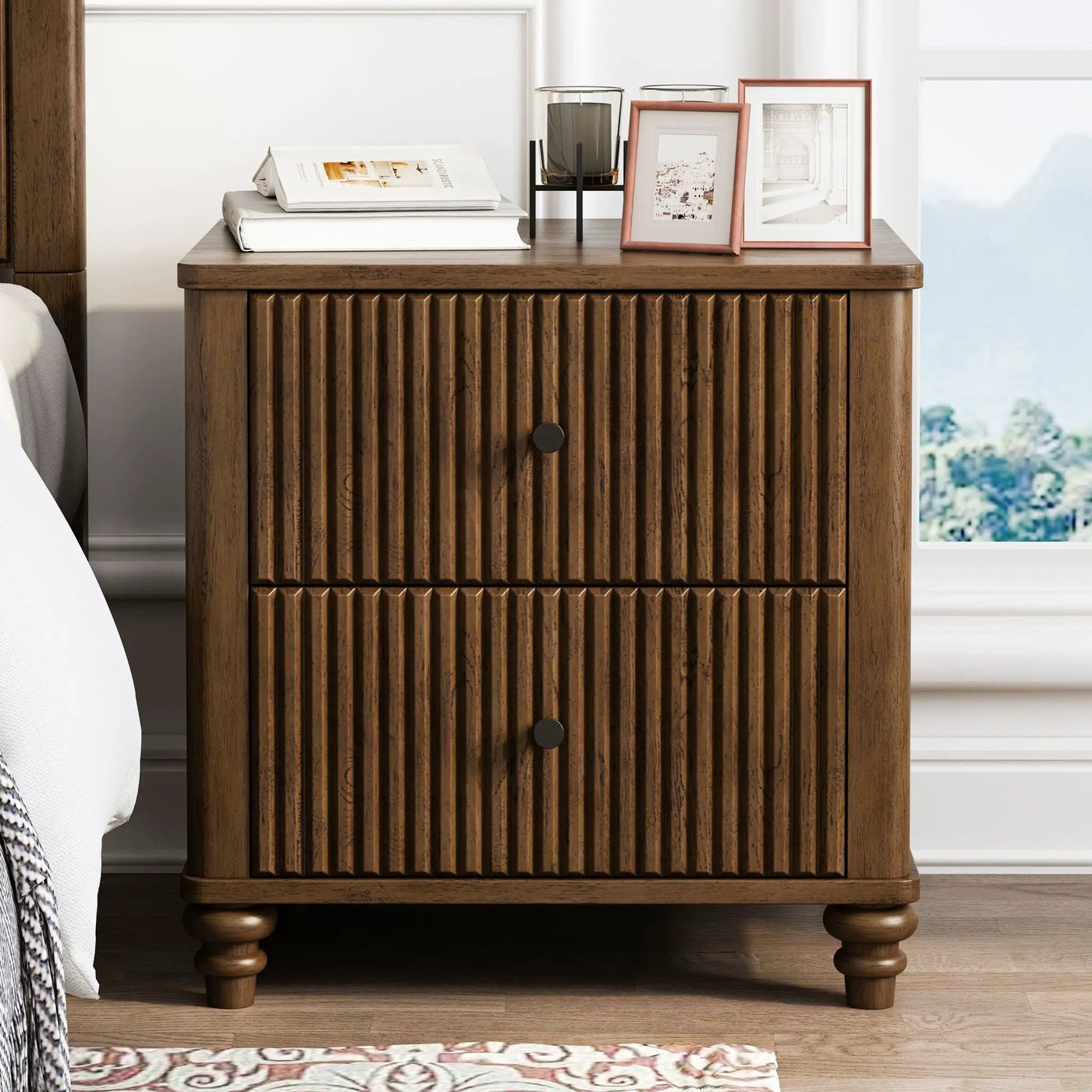 Modern Fluted Nightstand With 3 Drawers by HouseOfZazla