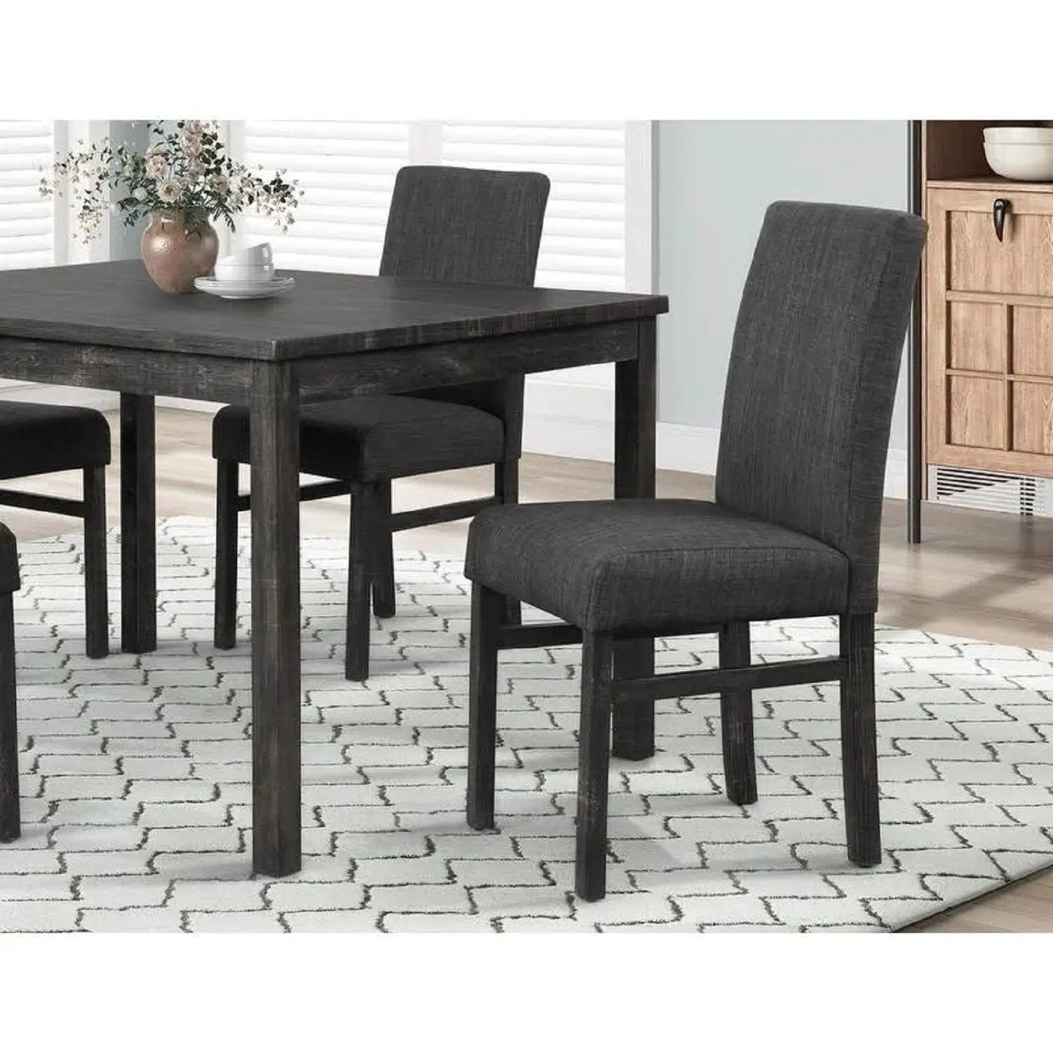 5 Piece Transitional Dining Set With Table And Upholstered Chairs by HouseOfZazla