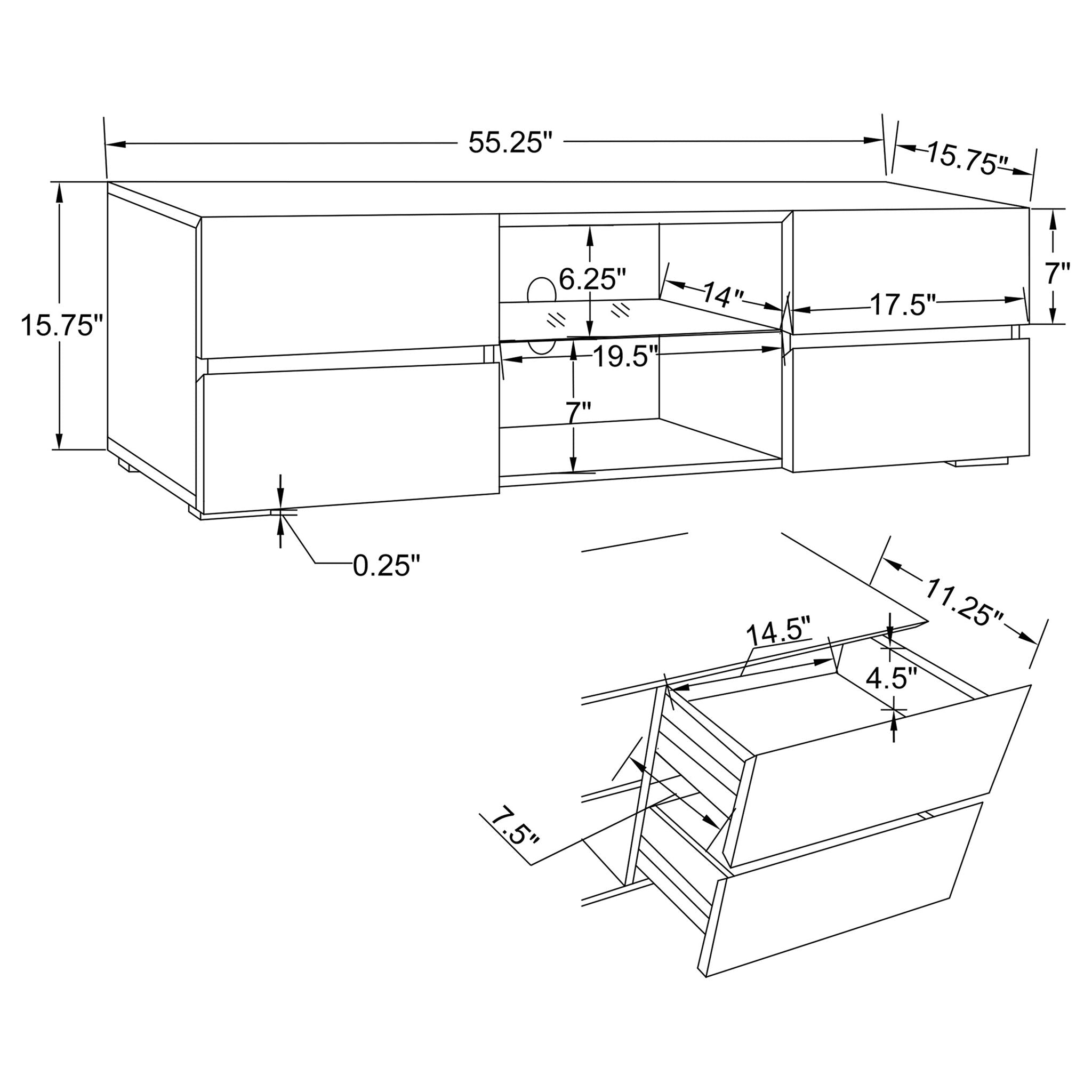 Glossy 4 Drawer TV Console - White by HouseOfZazla