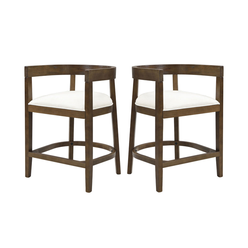 Modern Rubberwood Counter Stool Set With Upholstered Seats