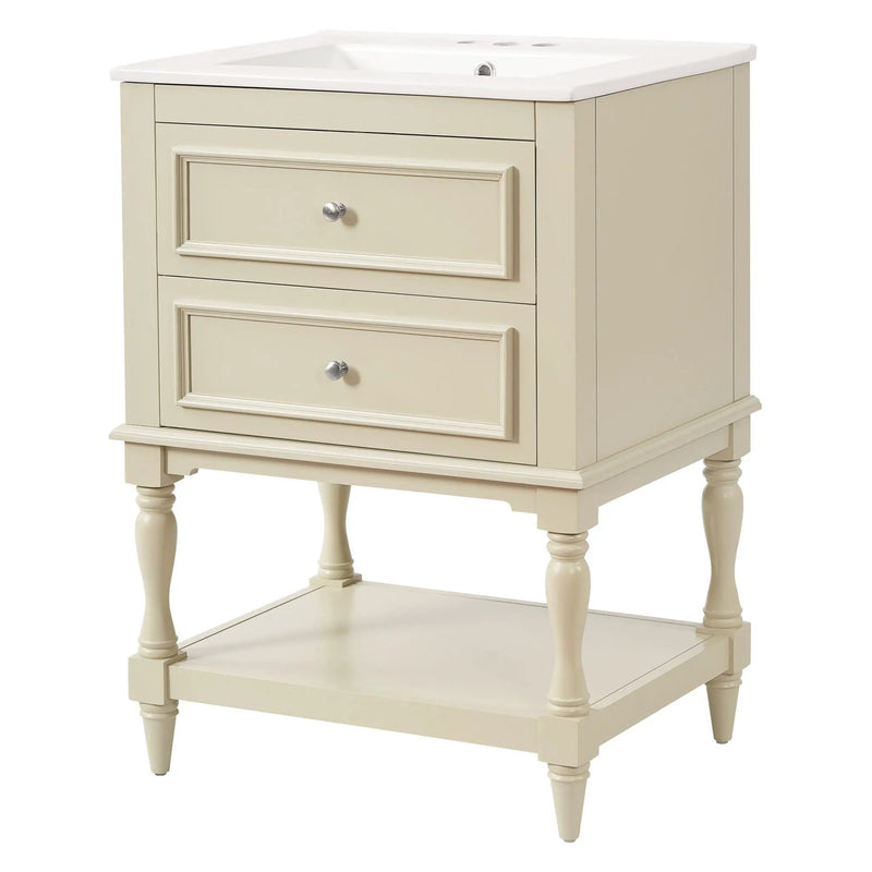 Bathroom Vanity With Sink, 2 Drawers Storage Cabinet, Open Shelf by Unique Piece Furniture