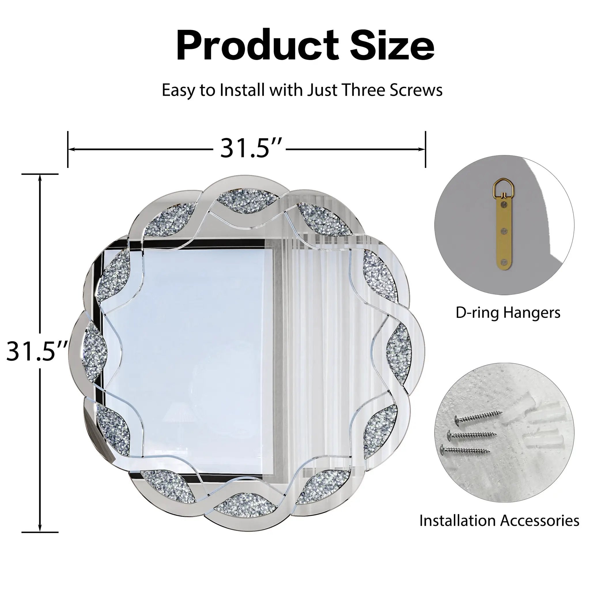Silver Crush Diamond Round Wall Mirror by HouseOfZazla