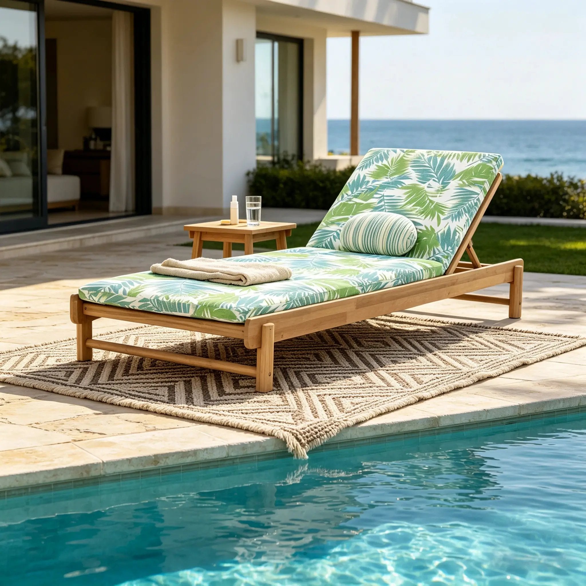 Light Teak Acacia Wood Chaise Lounge Set by HouseOfZazla