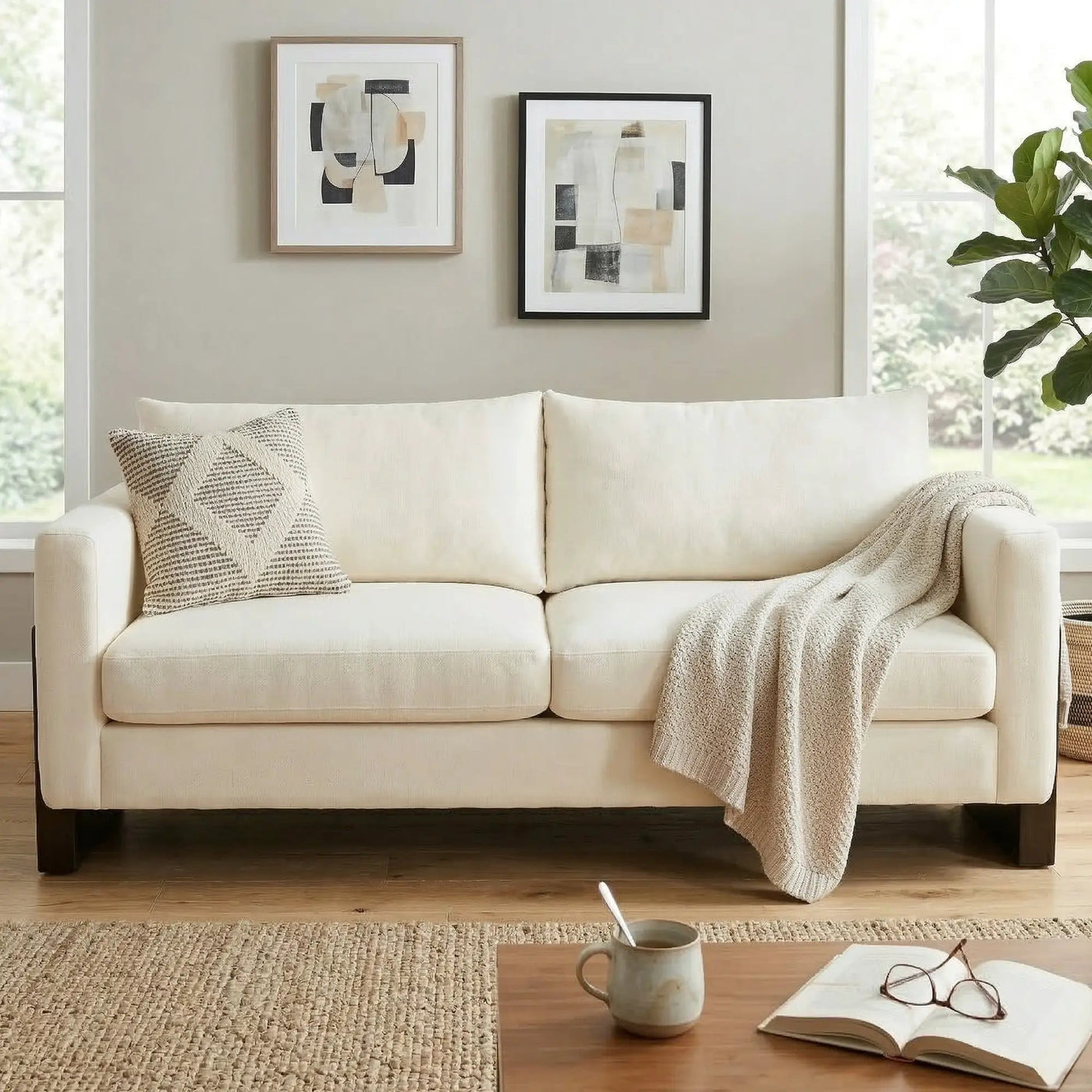 Modern Sofa Couch Stylish 3-Seater Sofa with Rubberwood Legs by HouseOfZazla