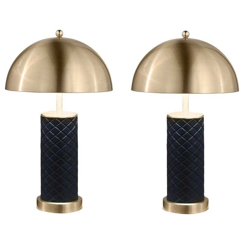 Mantova - Dome Quilted Lamp (Set of 2) - Black by HouseOfZazla