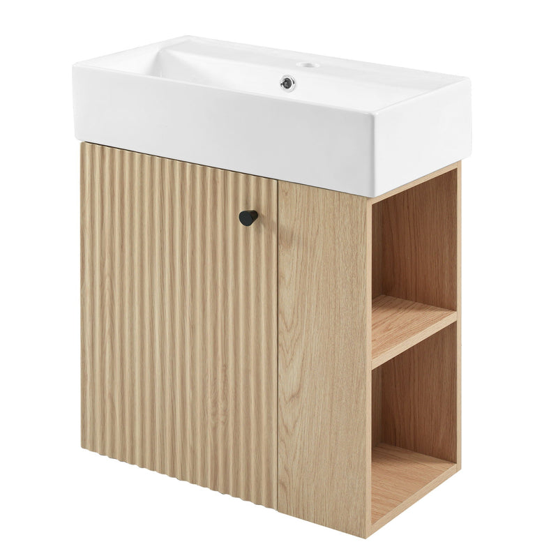 Modern Floating Bathroom Vanity With Ceramic Basin Perfect For Small Bathrooms by HouseOfZazla