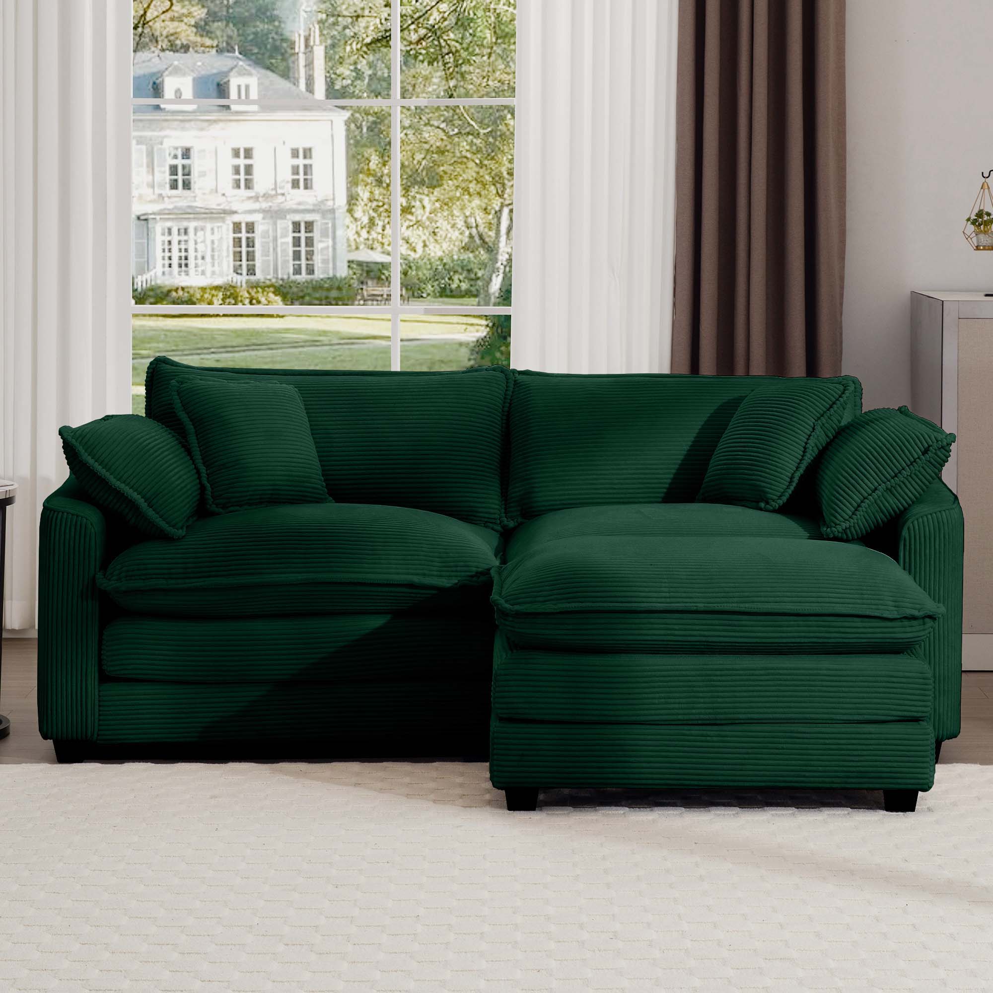 Modern Oversized Modular Cushion Sofa With Ottoman, Low Back, Deep Seating Sofa Set by Unique Piece Furniture